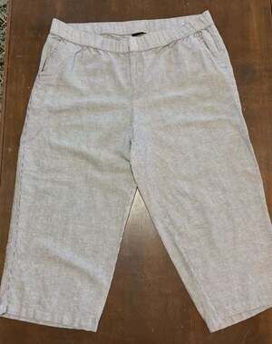 Claiborne Striped Linen Blend Cropped Wide Leg Pants Women 0X